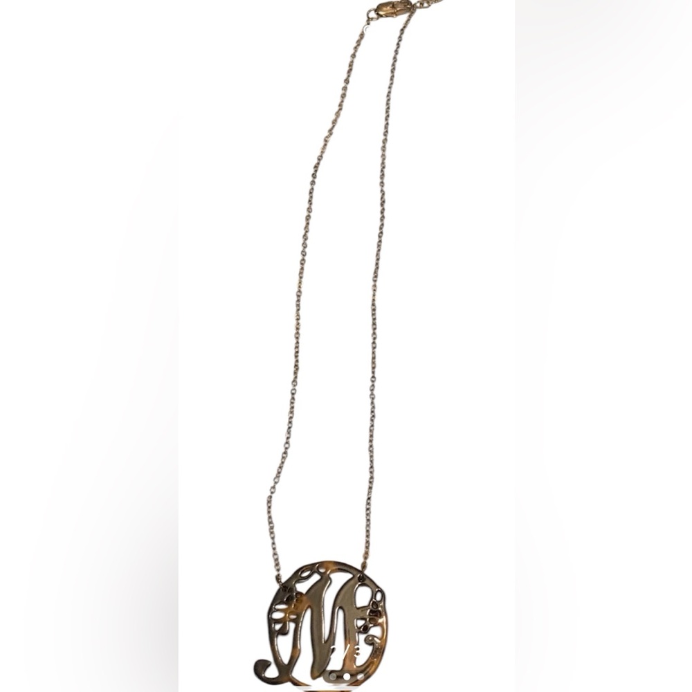 Tortoise Shell M Initial Pendant Necklace - Picture 2 of 3